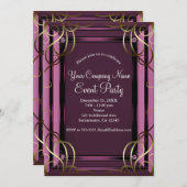 マウヴ金ゴールドエレガント会社企業のホリデーパーティー 招待状 (正面/裏面)