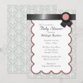 マウヴ&グレーダマスクベビーシャワー招待状 招待状 (正面/裏面)