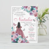 マウヴ&ティール(緑がかった色)海サンセットプリンセスキンセアニェラ 招待状 (スタンド正面)