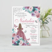 マウヴ&ティール(緑がかった色)海サンセットプリンセスキンセアニェラ 招待状 (スタンド正面)