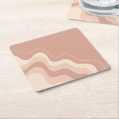 マウーブとベージュの液体抽象芸術 スクエアペーパーコースター (アングル)