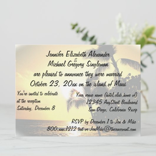 マウ結婚したイのアナウンスで結婚写真を撮る 招待状 (スタンド正面)