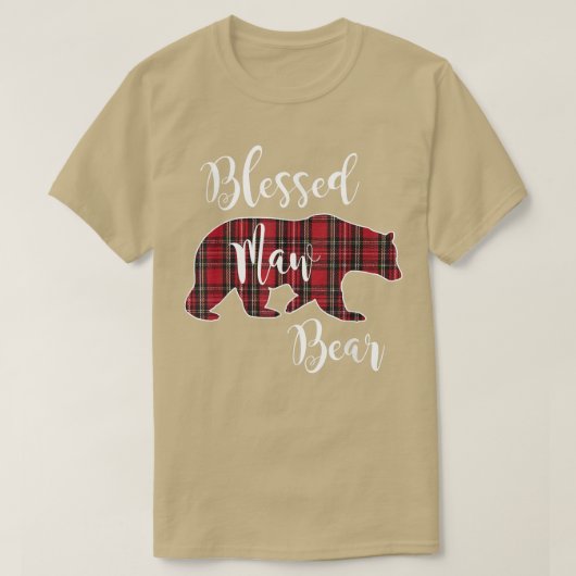 マウ賛美ベア赤タータンチェック格子模様ママモト Tシャツ (デザイン正面)