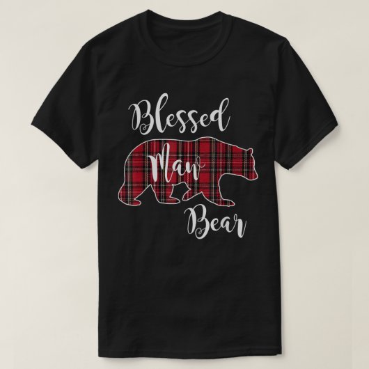 マウ賛美ベア赤タータンチェック格子模様ママモト Tシャツ (デザイン正面)