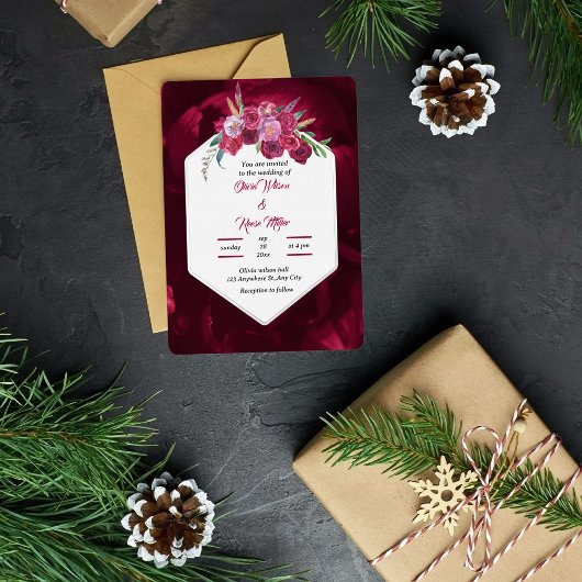 マエレガントゼンピンクフローラ結婚金ゴールド 箔招待状