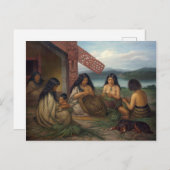 マオリがフレックスのバスケットを組み立てる、G.リンドウアー ポストカード (正面/裏面)