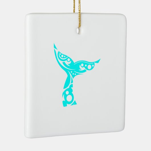 マオリのクジラの尾種族の入れ墨のターコイズのギフトのアイディア セラミックオーナメント (右)