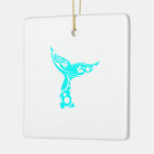 マオリのクジラの尾種族の入れ墨のターコイズのギフトのアイディア セラミックオーナメント (左)