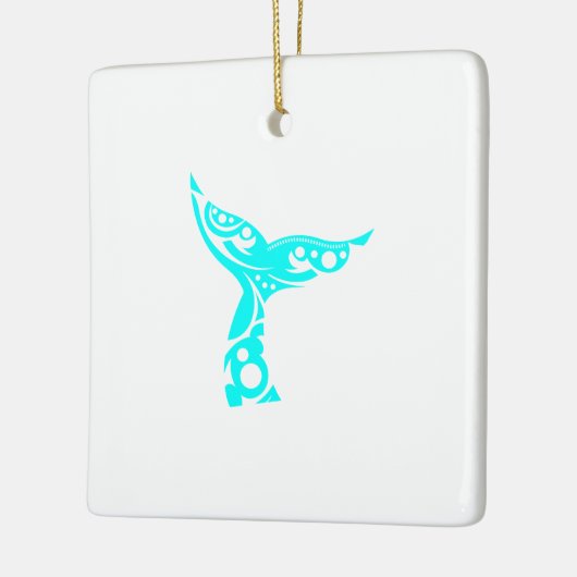 マオリのクジラの尾種族の入れ墨のターコイズのギフトのアイディア セラミックオーナメント (左)