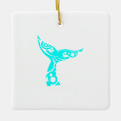 マオリのクジラの尾種族の入れ墨のターコイズのギフトのアイディア セラミックオーナメント (正面)