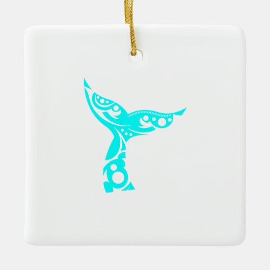 マオリのクジラの尾種族の入れ墨のターコイズのギフトのアイディア セラミックオーナメント (正面)