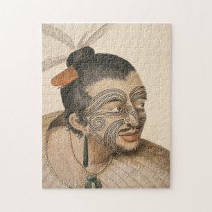 マオリの人のスケッチ、c. 1769年 ジグソーパズル