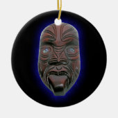 マオリの切り分けられたマスク セラミックオーナメント (正面)