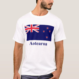 マオリの名前のニュージーランドの旗 Tシャツ