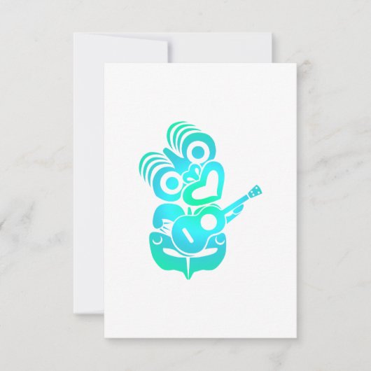 マオリのHei Tikiのウクレレ音楽-ギフトのアイディア サンキューカード (正面)