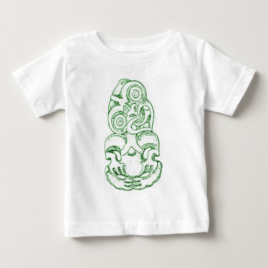 マオリのHei-Tikiのスケッチの乳児のTシャツ ベビーTシャツ (正面)