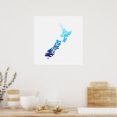 マオリニュージーランドマップトライバルタトゥーギフトアイディア ポスター (キッチン)