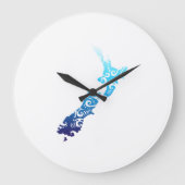 マオリニュージーランドマップ部族タトゥーギフトアイディア ラージ壁時計 (正面)