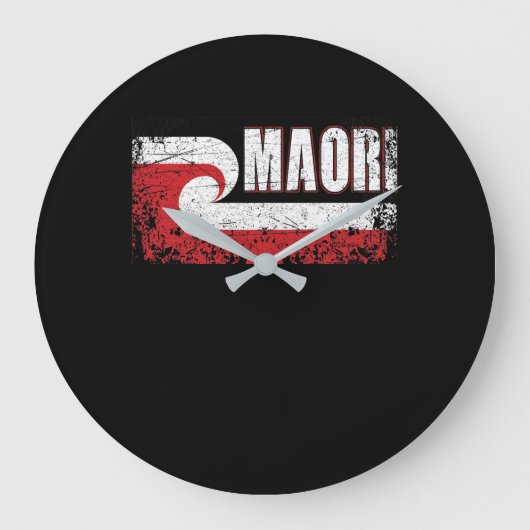 マオリ国旗ニュージーランド国旗 ラージ壁時計 (正面)