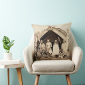 マオリ家族、ニュージーランド、c.1880s (卵白のプリント) クッション (椅子)