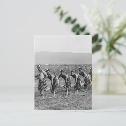 マオリ戦争舞踏写真 ポストカード (スタンド正面)