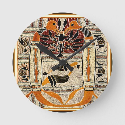 マオリ族の動物霊 ラウンド壁時計 (正面)