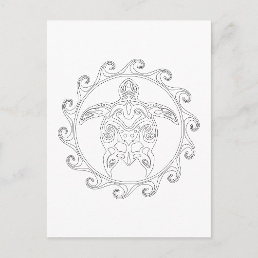 マオリ族タートルアダルトカラーリングハガキ ポストカード (正面)