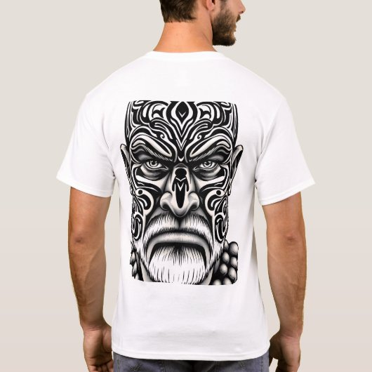 マオリ族顔タトゥーデザイン Tシャツ (裏面)