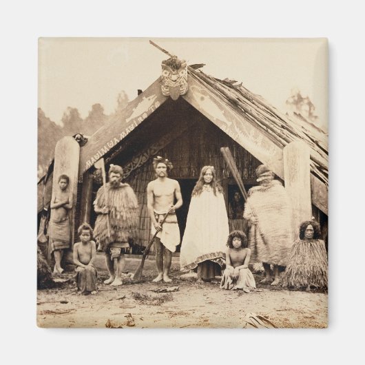 マオリ族,ニュージーランド, c.1880s (卵白プリント) マグネット (正面)