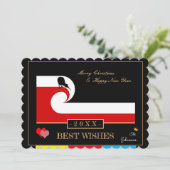 マオリ・ウェーブ&ジーランド国旗の新年おめでとう/Kiwi シーズンカード (スタンド正面)