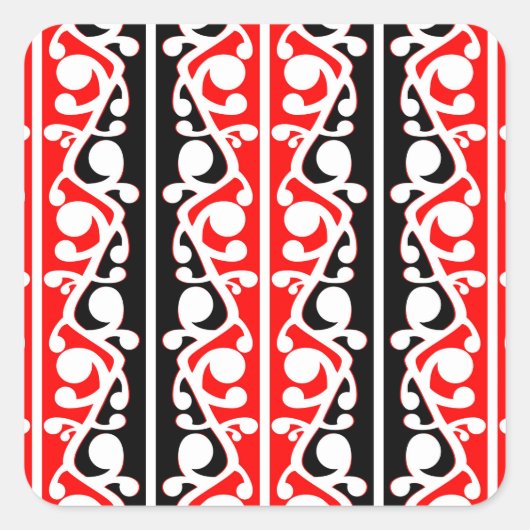 マオリ・コワイ伝統的ワイ模様 スクエアシール (正面)