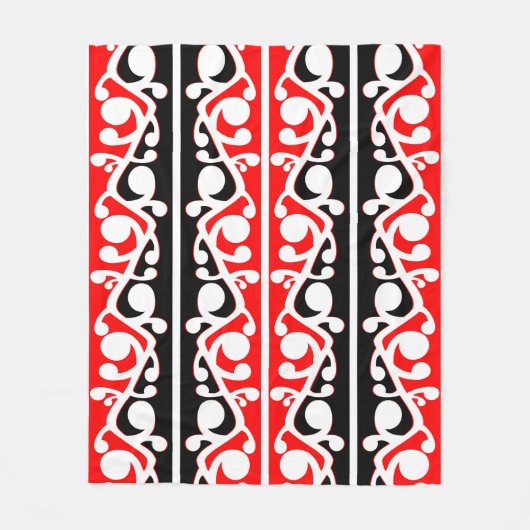 マオリ・コワイ伝統的ワイ模様 フリースブランケット (正面)