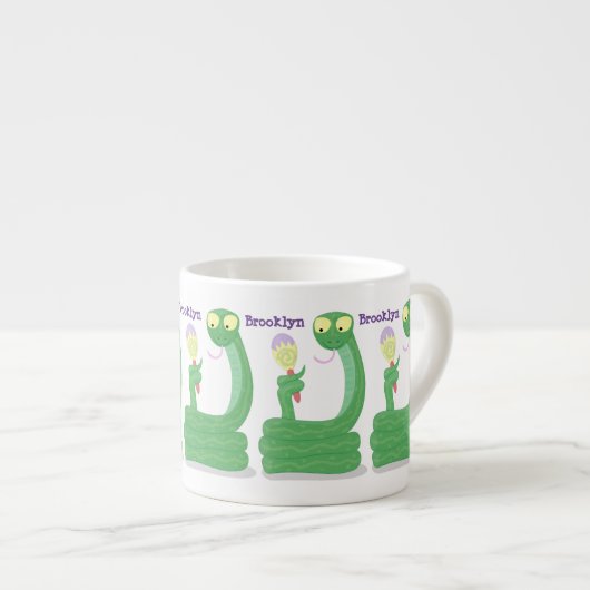 マカおもしろいカ漫画の緑のヘビ エスプレッソカップ (正面右)