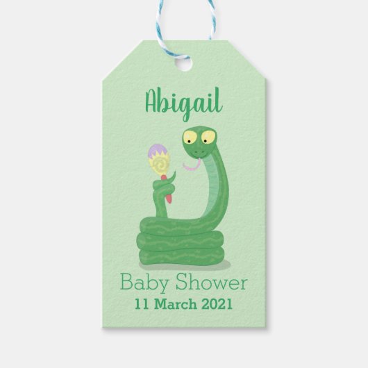 マカおもしろいカ漫画の緑のヘビ ギフトタグ (正面)