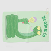 マカおもしろいカ漫画の緑のヘビ ゴルフタオル (横)