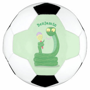 マカおもしろいカ漫画の緑のヘビ サッカーボール