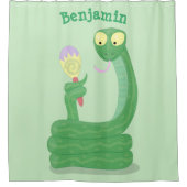 マカおもしろいカ漫画の緑のヘビ シャワーカーテン (正面)