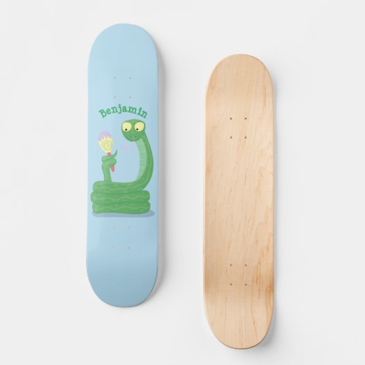 マカおもしろいカ漫画の緑のヘビ スケートボード (正面)