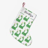 マカおもしろいカ漫画の緑のヘビ スモールクリスマスストッキング (正面 (吊り時))