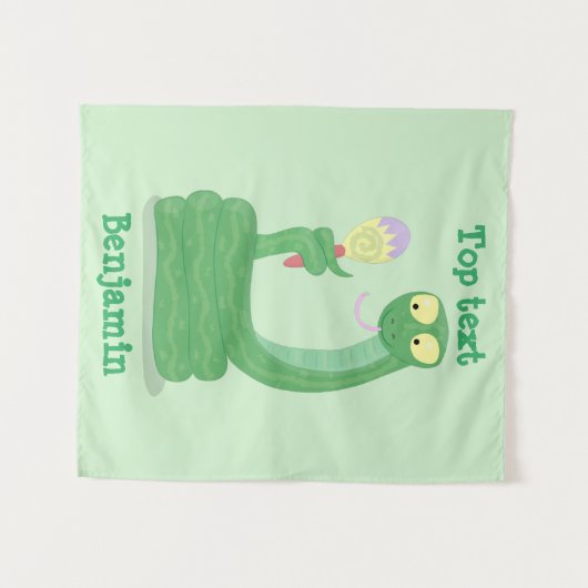 マカおもしろいカ漫画の緑のヘビ タペストリー (正面(横))