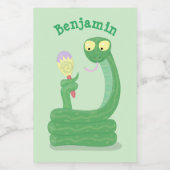 マカおもしろいカ漫画の緑のヘビ フードラベル (シングルラベル)