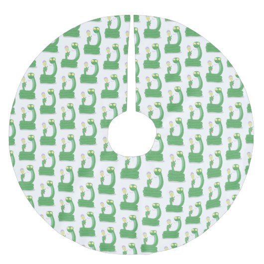 マカおもしろいカ漫画の緑のヘビ ブラッシュドポリエステルツリースカート (正面)