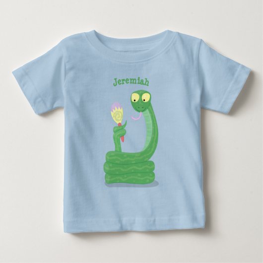 マカおもしろいカ漫画の緑のヘビ ベビーTシャツ (正面)