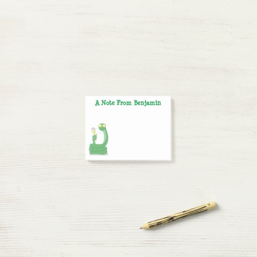 マカおもしろいカ漫画の緑のヘビ ポストイット (デスク上)