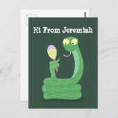 マカおもしろいカ漫画の緑のヘビ ポストカード (正面/裏面)