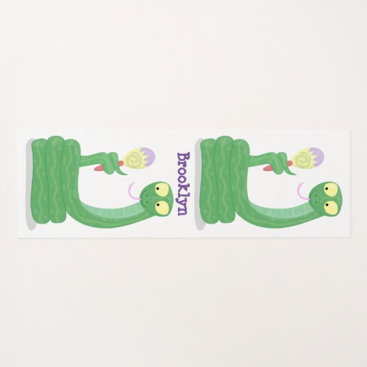 マカおもしろいカ漫画の緑のヘビ ヨガマット (裏面(横))