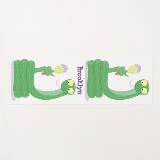 マカおもしろいカ漫画の緑のヘビ ヨガマット (正面(横))
