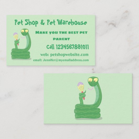マカおもしろいカ漫画の緑のヘビ 名刺 (正面/裏面)