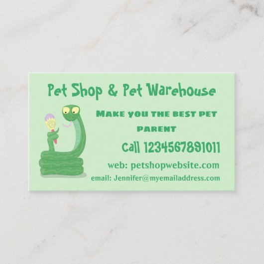 マカおもしろいカ漫画の緑のヘビ 名刺 (正面)