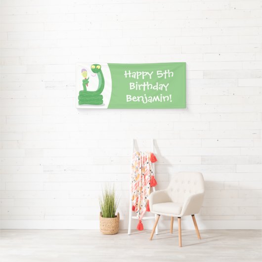 マカおもしろいカ漫画の緑のヘビ 横断幕 (インサイチュ)